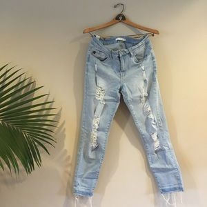 KANCAN distressed high waisted jeans